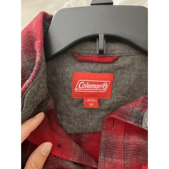 Coleman Shirt Men's Red Gray Black Flannel Plaid Button Down Shirt Size Medium - Picture 3 of 7